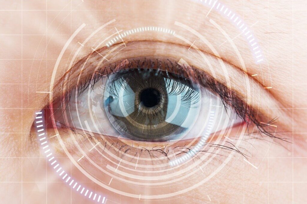 eye image with tech graphic